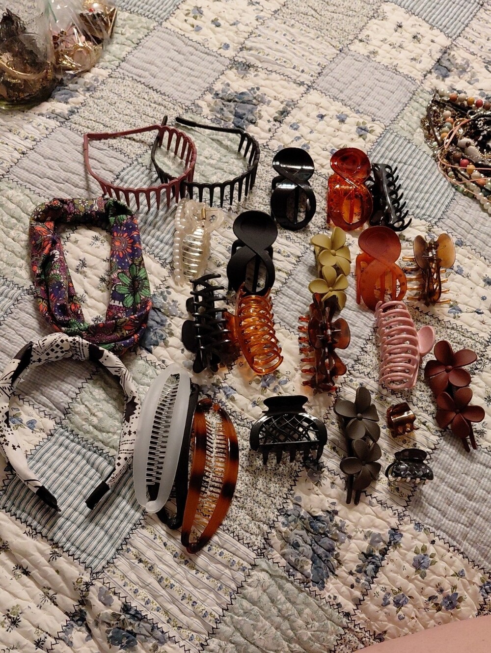 Women’s Assorted Hair Claw Clips and Headbands - Brown, Black, Pink, Cream, Tan